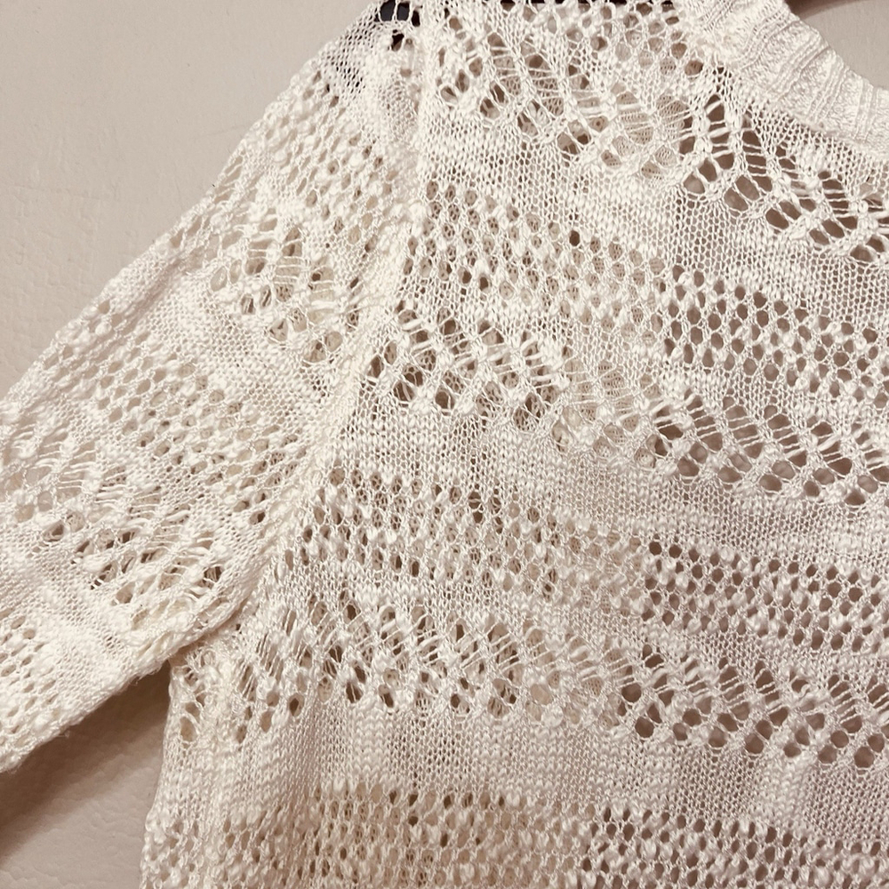 Cloud Chaser Boho Chic Loose Knit Cardigan Shawl Cover Up Crochet Open Knit L - Picture 7 of 12